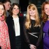 Les princesses Beatrice et Eugenie d'York et leur mère Sarah Ferguson avec Hannah Martin, une jeune patiente de 14 ans atteinte d'une leucémie, lors de l'inauguration le 26 février 2013 d'un nouveau service d'oncologie pour jeunes cancéreux au Macmillan Centre de l'hôpital universitaire de Londres (UCLH).