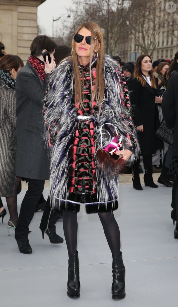 Anna Dello Russo arrive au défilé Dior à Paris le 1er mars 2013