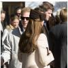 Le prince William et la duchesse de Cambridge Kate Middleton, enceinte, assistent au mariage de Laura Bechtolsheimer avec Mark Tomlinson à Arosa en Suisse, le 2 mars 2013.