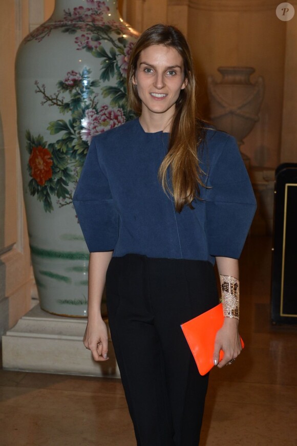 Gaia Repossi assiste à la soirée de lancement du deuxième numéro de CR Fashion Book, le magazine de Carine Roitfeld, à l'hôtel Shangri-La. Paris, le 5 mars 2013.
