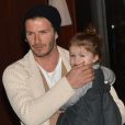 David Beckham et sa petite Harper au Royal Monceau pour fêter les 8 ans du petit Cruz le 20 février 2013 à Paris
