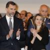 Le prince Felipe et la princesse Letizia d'Espagne assistent à la 11e édition du concert in memoriam en hommage à toutes les victimes du terrorisme, à Madrid, le 7 mars 2013.