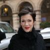 Melanie Doutey lookée arrive au défilé de mode haute couture Zuhair Murad à l'hotel Westin de Paris, le 24 janvier 2013.
