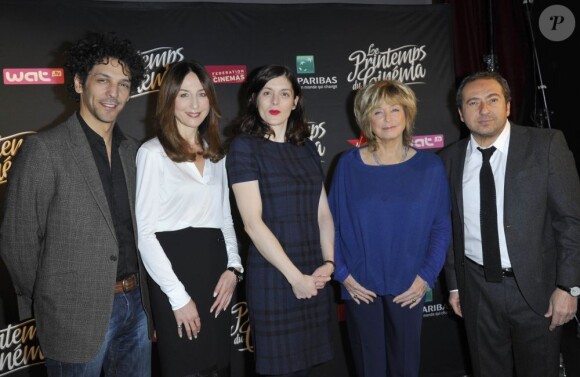 Tomer Sisley, Elsa Zylberstein, Valérie Donzelli, Danièle Thompson et Patrick Timsit lors de la conférence de presse du Printemps du Cinema au studio Harcourt à Paris le 12 mars 2013