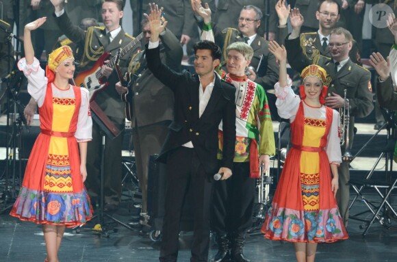 Exclusif - Vincent Niclo en concert, du 8 au 10 mars, avec les choeurs de l'Armee Rouge au Palais des Congres a Paris. Le 8 mars 2013