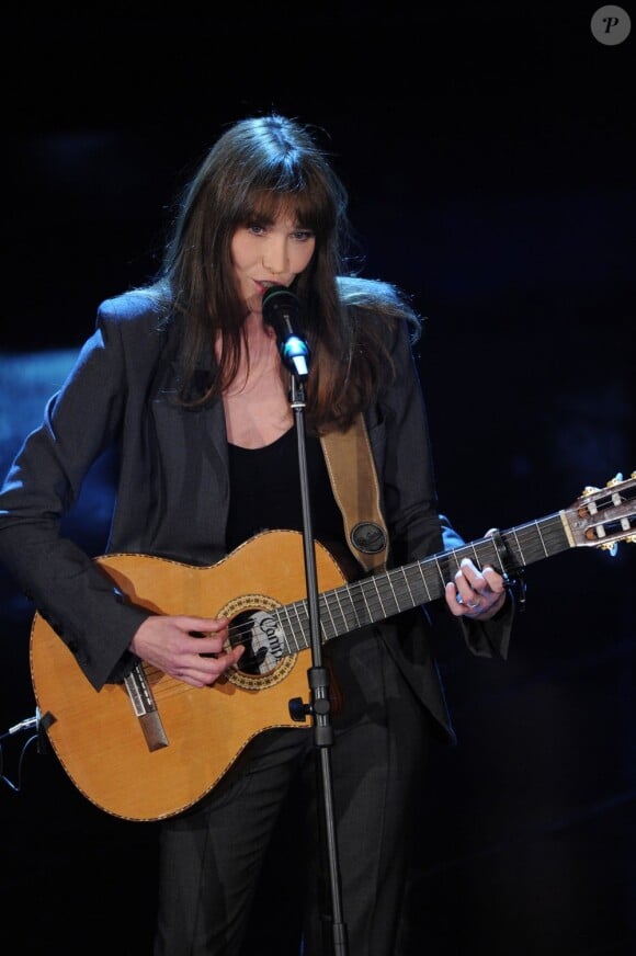 Carla Bruni au 63e festival de la musique Italienne de San Remo, le 13 février 2013.