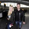 Michael Bublé et sa femme Luisana Lopilato arrivent à l'aéroport d'Heathrow de Londres pour se rendre en Italie. Le 6 novembre 2012.