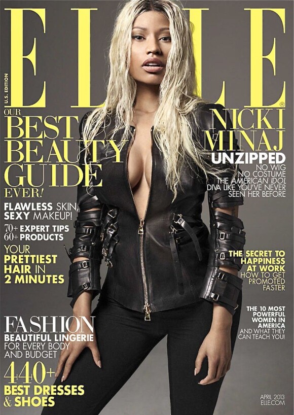 Nicki Minaj photographiée par Thomas Whiteside et habillée en Tom Ford figure en couverture du magazine ELLE américain d'avril 2013.