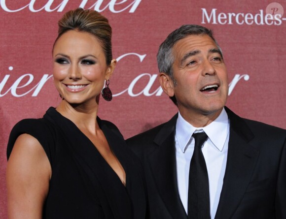George Clooney et Stacey Keibler lors du festival international du film de Los Angeles le 7 janvier 2012