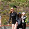 Exclusif - Ireland Baldwin, 17 ans, fille de Kim Basinger et sculpturale à souhait sur une plage de Malibu, le 10 mars 2013.