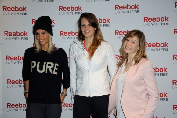 Alexandra Rosenfeld, Louise Ekland et Laure Manaudou lors d'un événement organisé par Reebok au Pure Club Med Gym de Bastille à Paris le 19 mars 2013