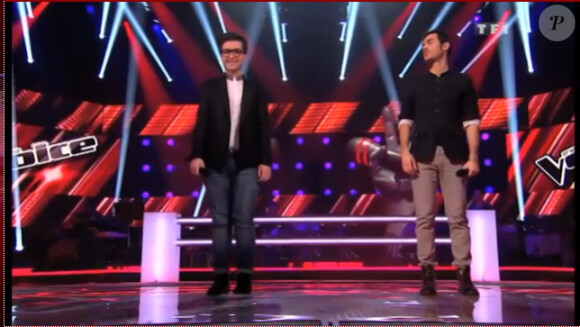 Les talentueux Gérôme Gallo et Olympe en pleine battle dans The Voice 2, samedi 23 mars 2013 sur TF1