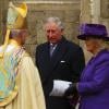 Charles et Camilla saluent Justin Welby, nouveau primat de l'Eglise d'Angleterre. Justin Welby était intronisé le 21 mars 2013 par l'archidiacre Sheila Watson en la cathédrale de Canterbury, en présence notamment du prince Charles et de son épouse Camilla Parker Bowles.