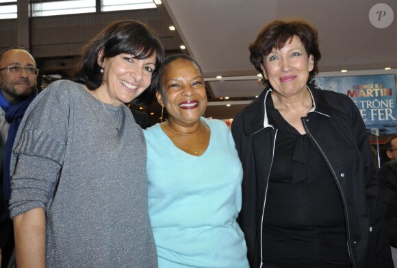 Anne Hidalgo, Christiane Taubira et Roselyne Bachelot au 33e Salon du Livre de Paris, le 24 mars 2013.au 33e Salon du Livre de Paris, le 24 mars 2013.