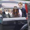 Victoria Beckham et sa superbe fille Harper avec ses parents Tony et Jackie Adams, à Londres, le 26 mars 2013.