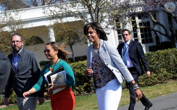 Michelle Obama pour la traditionnelle chasse aux oeufs de la Maison Blanche, le 1er avril 2013.