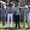 Barack et Michelle Obama, leurs filles, Sasha et Malia, et le mini-président pour la traditionnelle chasse aux oeufs de la Maison Blanche, le 1er avril 2013.