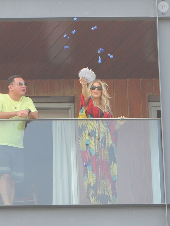 Fergie, enceinte, à son hôtel de Rio de Janeiro au Brésil, le 4 avril 2013.