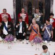 Dîner de gala donné par la reine Margrethe II de Danemark en l'honneur du président de la Finlande Sauli Niinistö et sa compagne Jenni Haukio au palais de Fredensborg, le 4 avril 2013.
