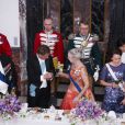 Dîner de gala donné par la reine Margrethe II de Danemark en l'honneur du président de la Finlande Sauli Niinistö et sa compagne Jenni Haukio au palais de Fredensborg, le 4 avril 2013.