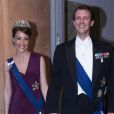  La princesse Marie et le prince Joachim de Danemark au dîner de gala donné par la reine Margrethe II de Danemark en l'honneur du président de la Finlande Sauli Niinistö et sa compagne Jenni Haukio au palais de Fredensborg, le 4 avril 2013. 