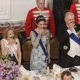  Dîner d'Etat donné par la reine Margrethe II de Danemark en l'honneur du président de la Finlande Sauli Niinistö et sa compagne Jenni Haukio au palais de Fredensborg, le 4 avril 2013. 