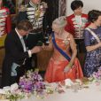  Dîner d'Etat donné par la reine Margrethe II de Danemark en l'honneur du président de la Finlande Sauli Niinistö et sa compagne Jenni Haukio au palais de Fredensborg, le 4 avril 2013. 