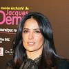 Salma Hayek est à la Cinémathèque française pour rendre hommage à Jacques Demy, objet d'une exposition (Le Monde enchanté de Jacques Demy), le 8 avril 2013.