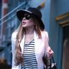 Exclusif - L'actrice Lindsay Lohan va diner au restaurant à New York, le 8 avril 2013.