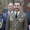 Le prince Felipe d'Espagne présidait plusieurs audiences militaires au palais du Pardo le 9 avril 2013