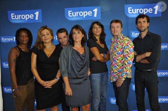 AGNES LEGLISE, GUY BIRENBAUM, BERENGERE BONTE, LISE PRESSAC ET NICOLAS CARREAU - CONFERENCE DE PRESSE DE RENTREE "EUROPE 1" A PARIS. LE 3 SEPTEMBRE 2012