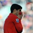 Luis Suarez, lourdement sanctionné après avoir mordu un défenseur de Chelsea le 21 avril 2013 à Liverpool