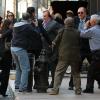 Gérard Depardieu sur le tournage du film inspiré de l'affaire DSK à New York le 25 avril 2013