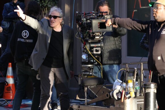 Le réalisateur Abel Ferrara sur le tournage du film inspiré de l'affaire DSK à New York le 25 avril 2013
