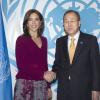 La princesse Mary de Danemark inaugurait avec Ban Ki-moon jeudi 25 avril 2013 au siège de l'ONU à New York les nouveaux locaux du Conseil de tutelle des Nations unies, la chambre Finn Juhl.