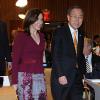 La princesse Mary de Danemark inaugurait au côté du secrétaire général des Nations unies Ban Ki-moon les nouveaux locaux du Conseil de tutelle des Nations unies, la chambre Finn Juhl, jeudi 25 avril 2013 au siège de l'ONU à New York.