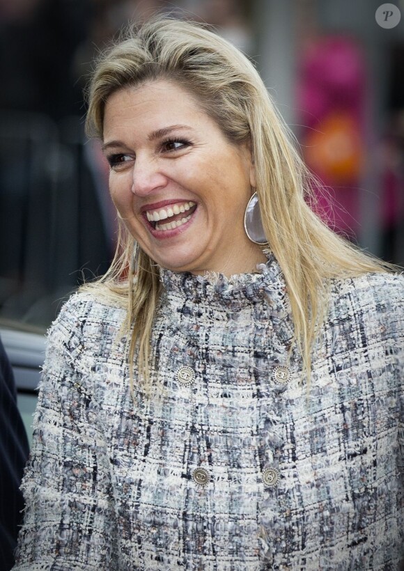 La princesse Maxima des Pays-Bas, souriante pour donner le coup d'envoi des Jeux du Roi dans la ville d'Enschede. Le 26 avril 2013.
