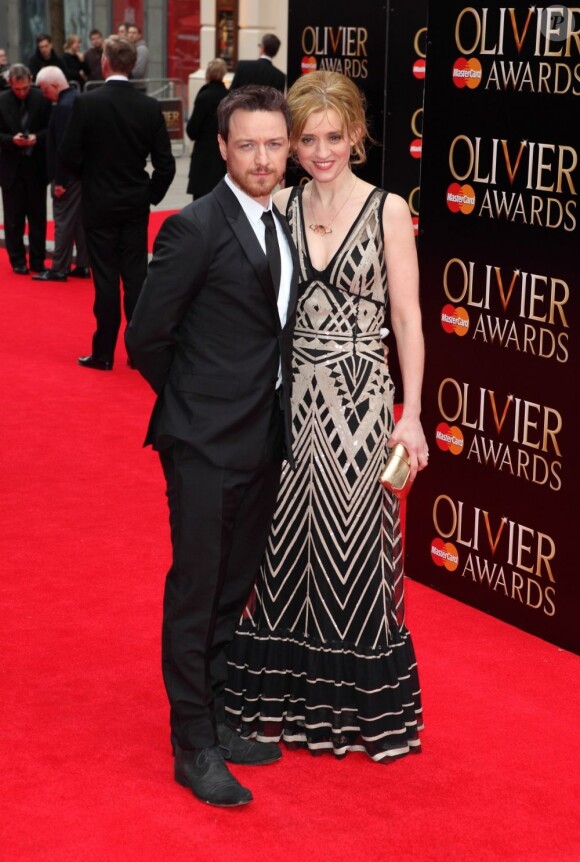 James McAvoy et Anne Marie Duff lors de la soirée des Laurence Olivier Awards, récompenses britanniques du théâtre, à Londres le 28 avril 201