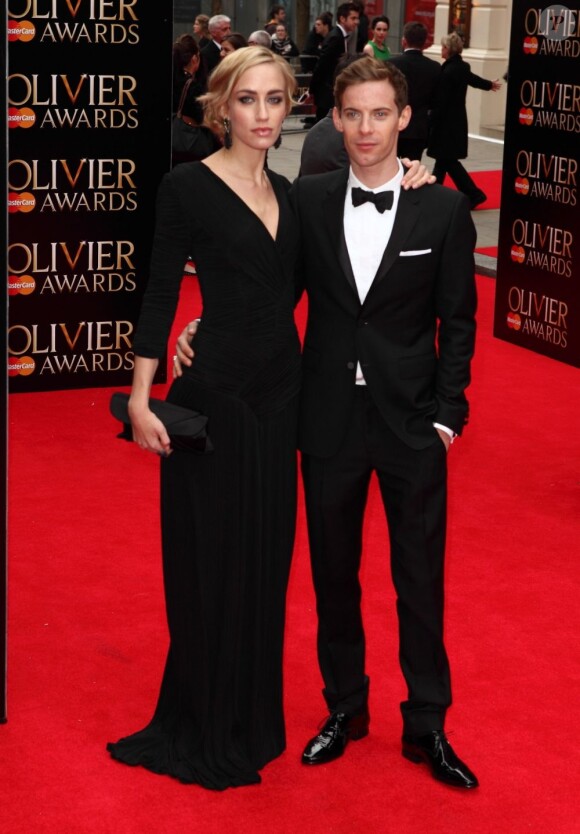 Ruta Gedmintas, Luke Treadaway lors de la soirée des Laurence Olivier Awards, récompenses britanniques du théâtre, à Londres le 28 avril 2013