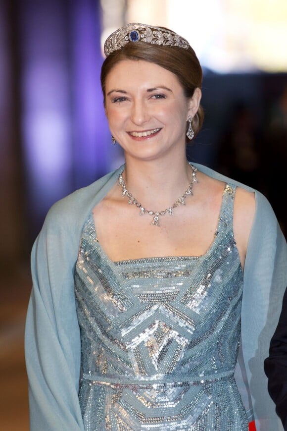 La princesse Stéphanie de Luxembourg au Rijksmuseum d'Amsterdam le 29 avril 2013 pour le dîner d'adieu de la reine Beatrix des Pays-Bas, à la veille de son abdication.