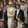 Le prince Naruhito et la princesse Masako du Japon lors de la prestation de serment du roi Willem-Alexander des Pays-Bas à la Nouvelle Eglise (Nieuwe Kerk) d'Amsterdam, le 30 avril 2013.