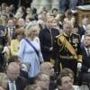 Le prince Charles et Camilla Parker Bowles lors de la prestation de serment du roi Willem-Alexander des Pays-Bas à la Nouvelle Eglise (Nieuwe Kerk) d'Amsterdam, le 30 avril 2013.