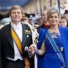 Le roi Willem-Alexander et la reine Maxima arrivent pour la prestation de serment du roi Willem-Alexander des Pays-Bas à la Nouvelle Eglise (Nieuwe Kerk) d'Amsterdam, le 30 avril 2013.