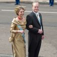  Le prince Carlos de Bourbon-Parme et la princesse Annemarie arrivent pour la prestation de serment du roi Willem-Alexander des Pays-Bas à la Nouvelle Eglise (Nieuwe Kerk) d'Amsterdam, le 30 avril 2013. 