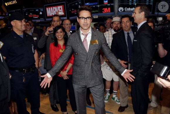 Robert Downey Jr. au New York Stock Exchange de Wall Street, New York, le 30 avril 2013.