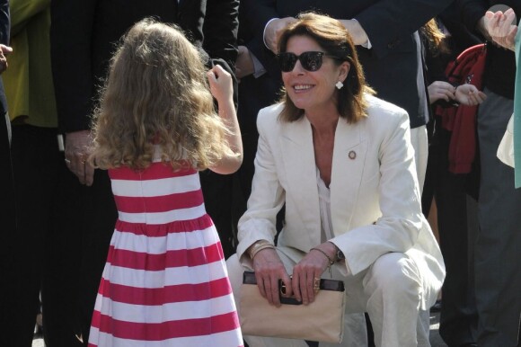 La princesse Caroline de Hanovre et son frère le prince Albert de Monaco assistent à la 46e exposition du concours de bouquets de fleurs à Monaco le 4 mai 2013.