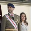 Felipe et Letizia d'Espagne présidaient le 10 mai 2013 à Madrid les cérémonies de la prestation du serment d'allégeance de la Garde royale.