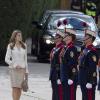 Le prince Felipe et la princesse Letizia d'Espagne présidaient le 10 mai 2013 au palais du Pardo, à Madrid, les cérémonies de la prestation du serment d'allégeance de la Garde royale.