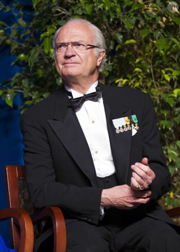 Le Roi Carl Gustav lors du dîner de gala pour le 375e anniversaire de la fondation de la Nouvelle-Suède à Wilmington le 11 mai 2013.