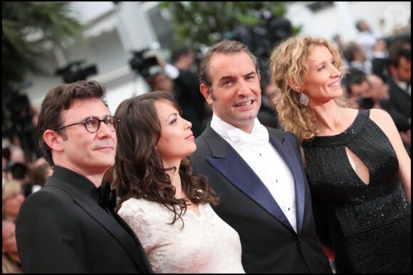 Michel Hazanavicius, Bérénice Bejo, Jean Dujardin et Alexandra Lamy au Festival de Cannes 2011.